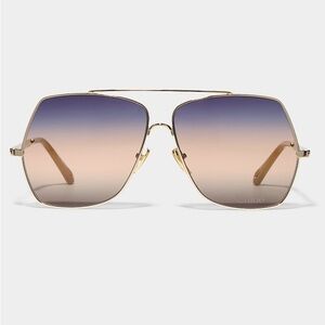 Chloe Gold Frame Sunglasses with Purple Gradient Lenses